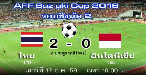 ดูฟุตบอลสด ไทย - อินโดนีเซีย 17 ธ.ค. 59 AFF Suzuki Cup 2016