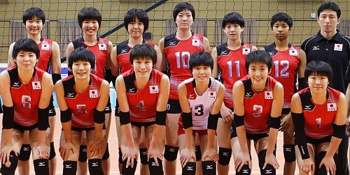 นักกีฬาวอลเลย์บอลหญิงทีมญี่ปุ่น ชุด U18 ที่จะลงเล่นกับทีมไทยในรอบรองชนะเลิศ
